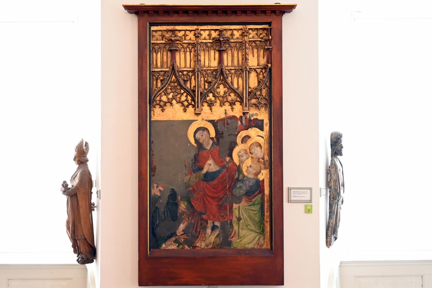 Flügel eines Altars mit Christus und dem ungläubigen Thomas, Überlingen, Münster St. Nikolaus, jetzt Überlingen, Städtisches Museum, Gotisches Zimmer, vor 1430