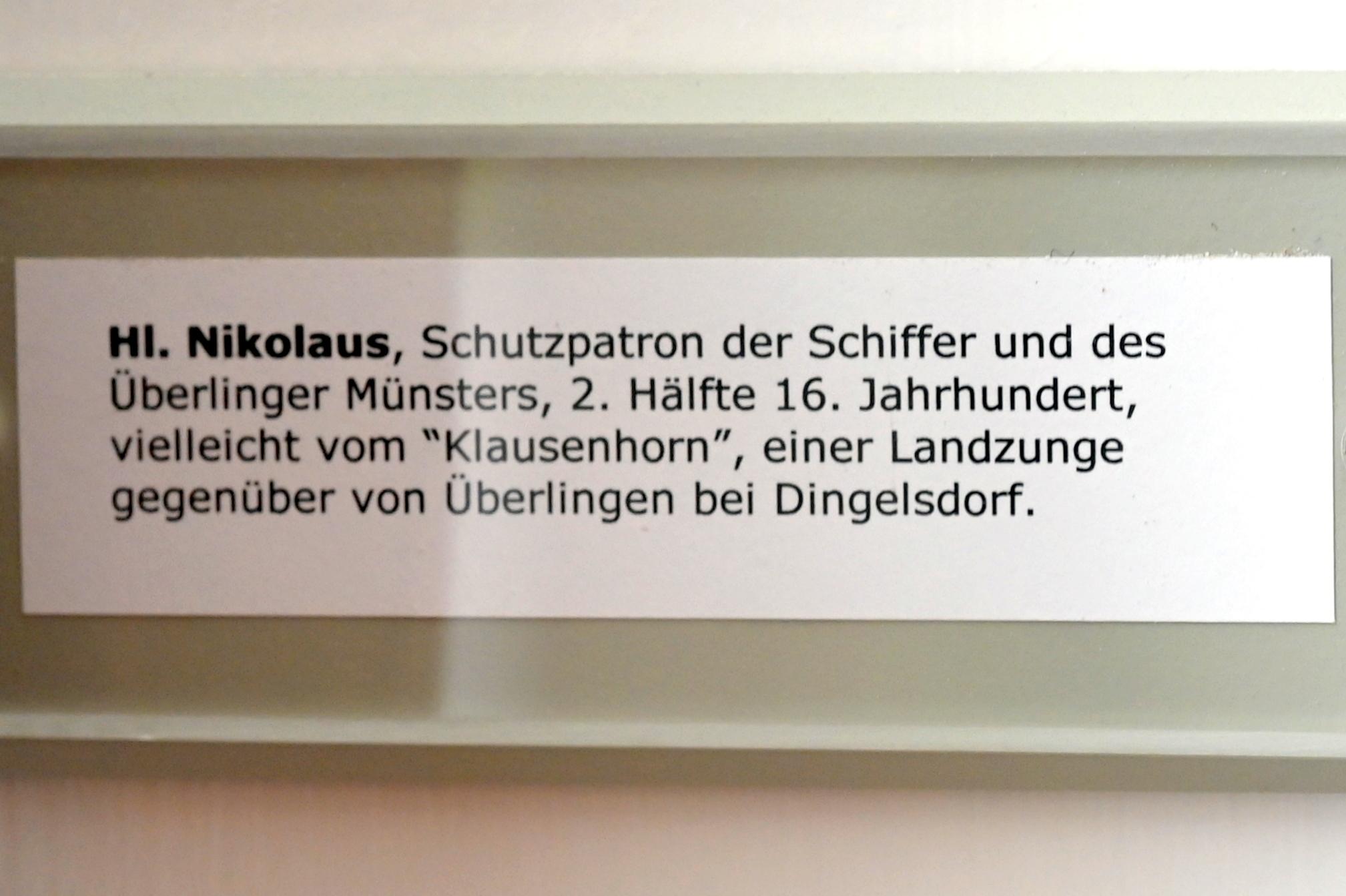 Hl. Nikolaus, Überlingen, Städtisches Museum, Gotisches Zimmer, 2. Hälfte 16. Jhd., Bild 2/2