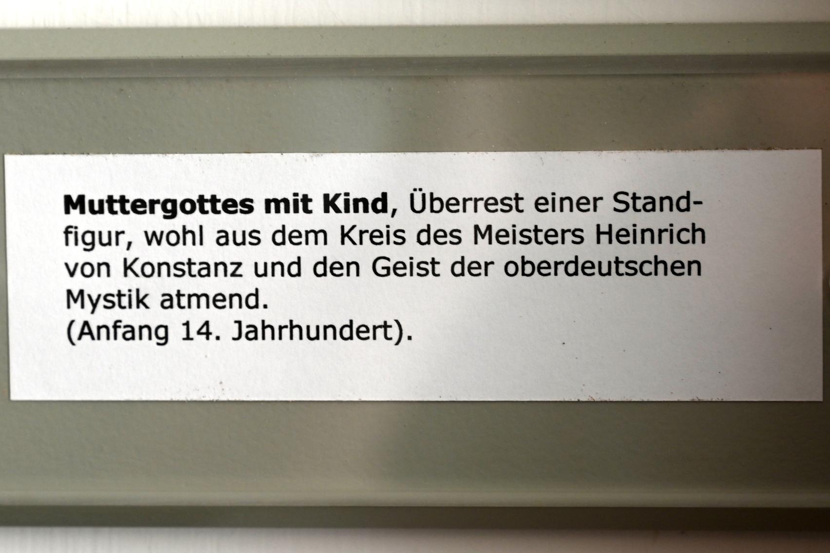 Meister Heinrich von Konstanz (Umkreis) (1300–1310), Muttergottes mit Kind, Überlingen, Städtisches Museum, Gotisches Zimmer, Beginn 14. Jhd., Bild 3/3