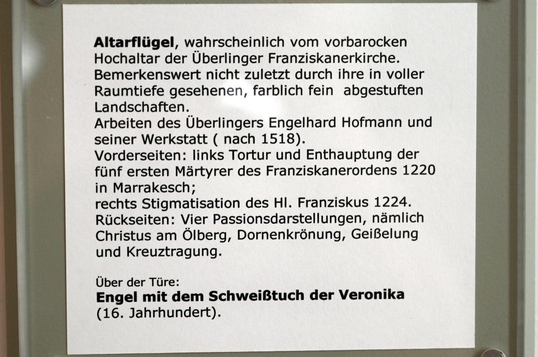 Engel mit dem Schweißtuch der Veronika, Überlingen, Städtisches Museum, Gotisches Zimmer, 16. Jhd., Bild 2/2