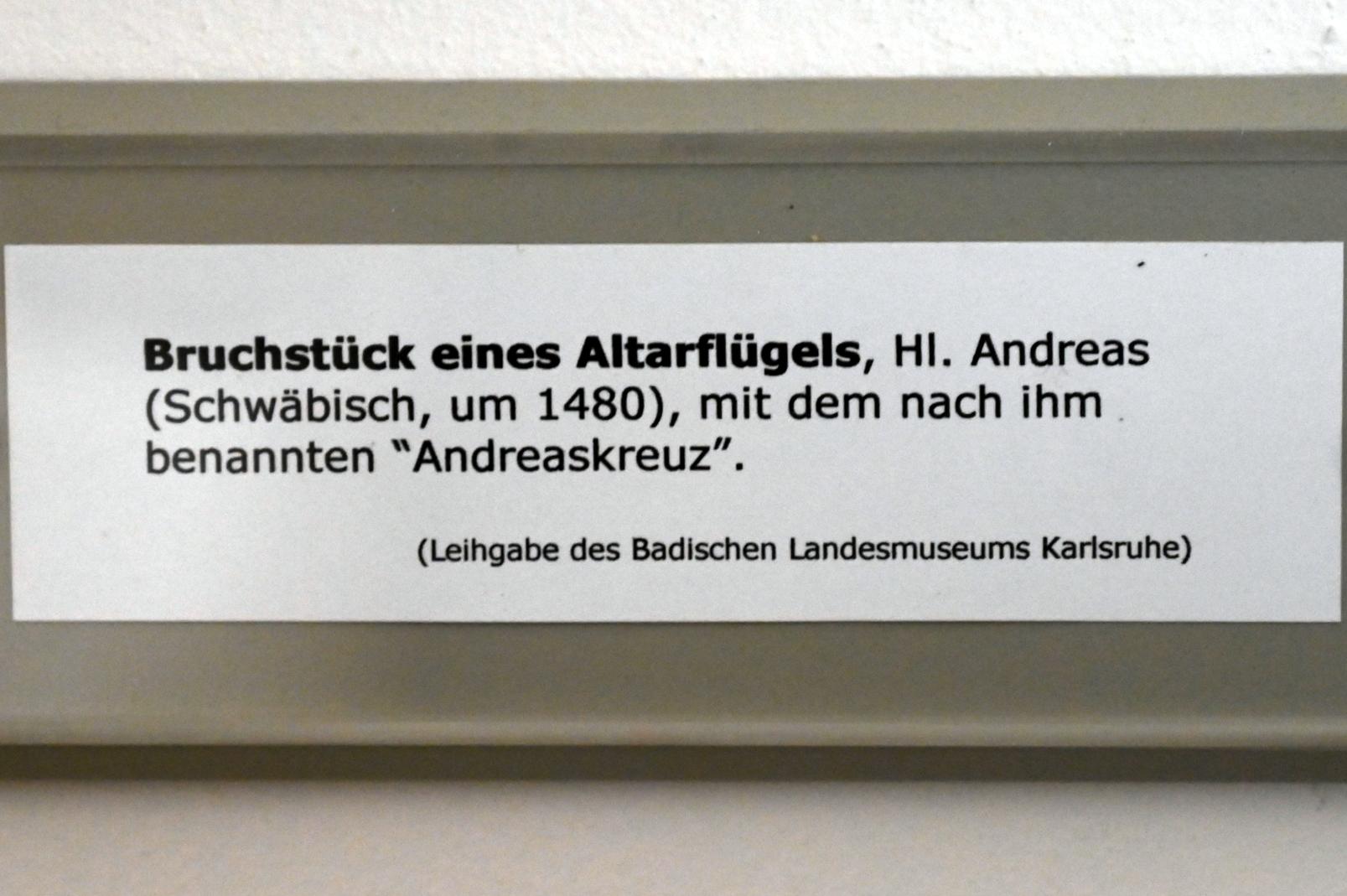 Bruchstück eines Altarflügels, Überlingen, Städtisches Museum, Gotisches Zimmer, um 1480, Bild 2/2