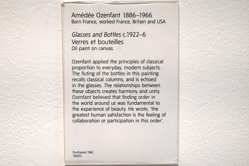 Amédée Ozenfant (1919–1924), Gläser und Flaschen, London, Tate Gallery of Modern Art (Tate Modern), Media Networks 2, um 1922–1926, Bild 2/2