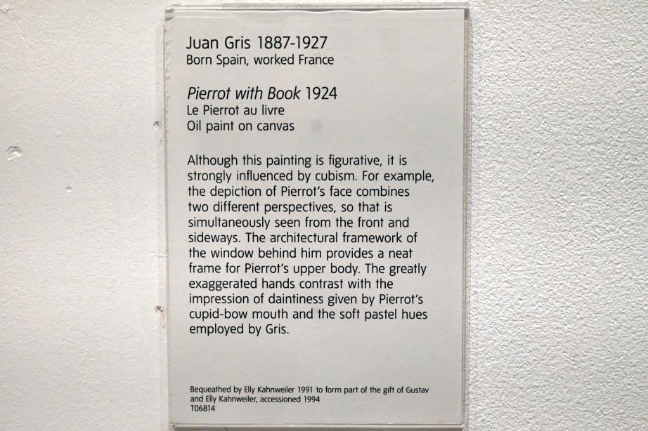 Juan Gris (1911–1926), Pierrot mit Buch, London, Tate Gallery of Modern Art (Tate Modern), Media Networks 2, 1924, Bild 2/2