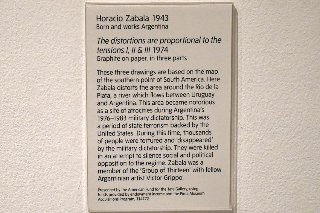 Horacio Zabala (1974), Die Verzerrungen sind proportional zu den Spannungen I, II & III, London, Tate Gallery of Modern Art (Tate Modern), Media Networks 9, 1974, Bild 2/2