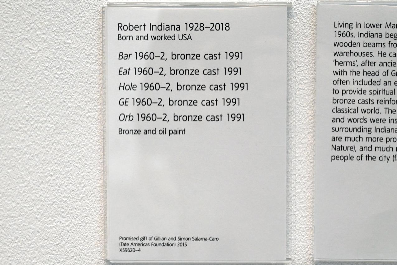 Robert Indiana (Robert Clark) (1960–1966), Bar 1960-2, London, Tate Gallery of Modern Art (Tate Modern), Media Networks 12, 1960, Bild 4/5