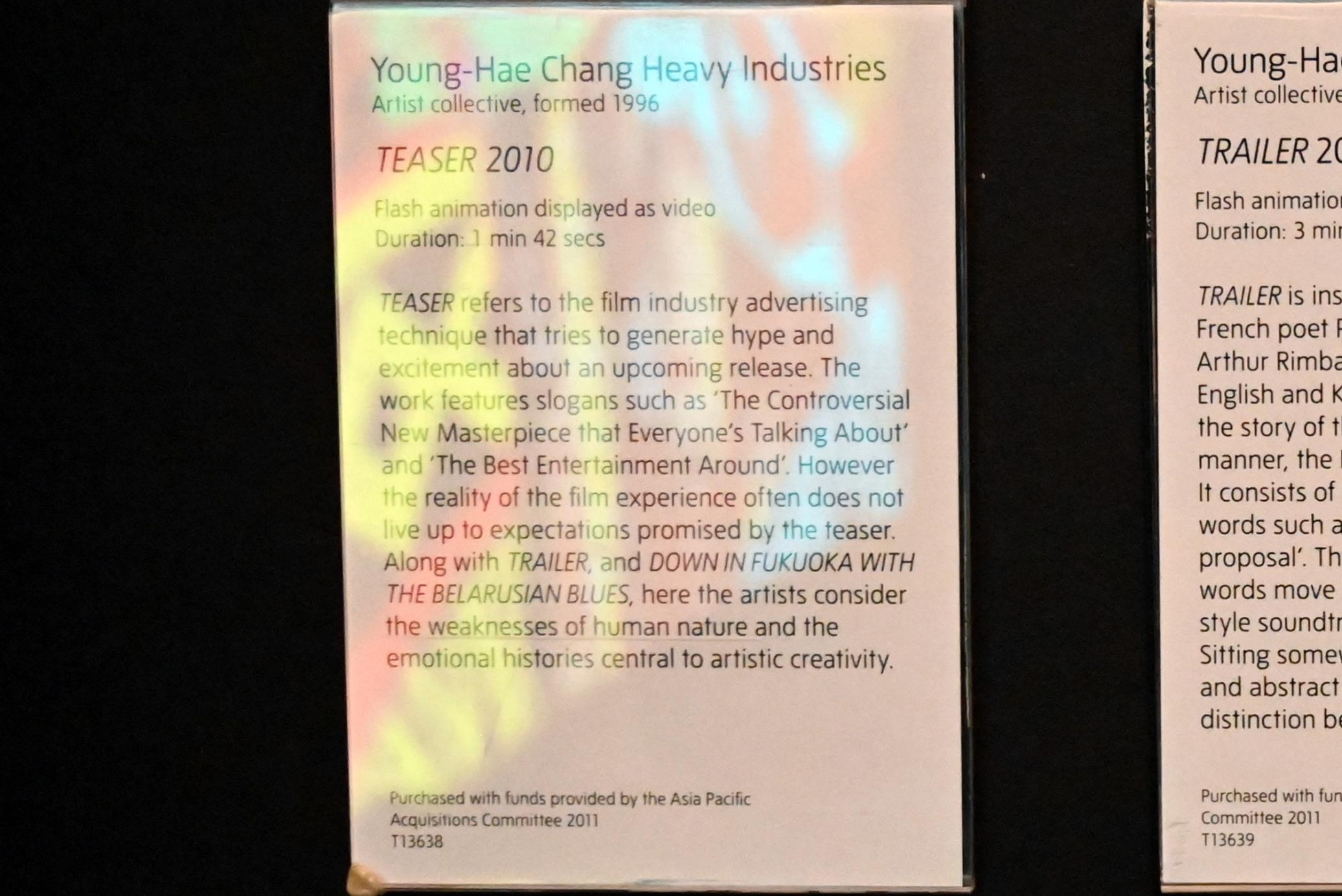 Young-Hae Chang Heavy Industries (2010–2020), Teaser, London, Tate Gallery of Modern Art (Tate Modern), Media Networks 10, 2010, Bild 3/3