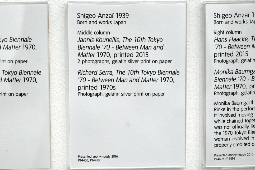 Shigeo Anzai (1970), Jannis Kounellis, The 10th Tokyo Biennale ‘70 - Between Man and Matter, London, Tate Gallery of Modern Art (Tate Modern), Materials and Objects 5, 1970, Bild 2/2