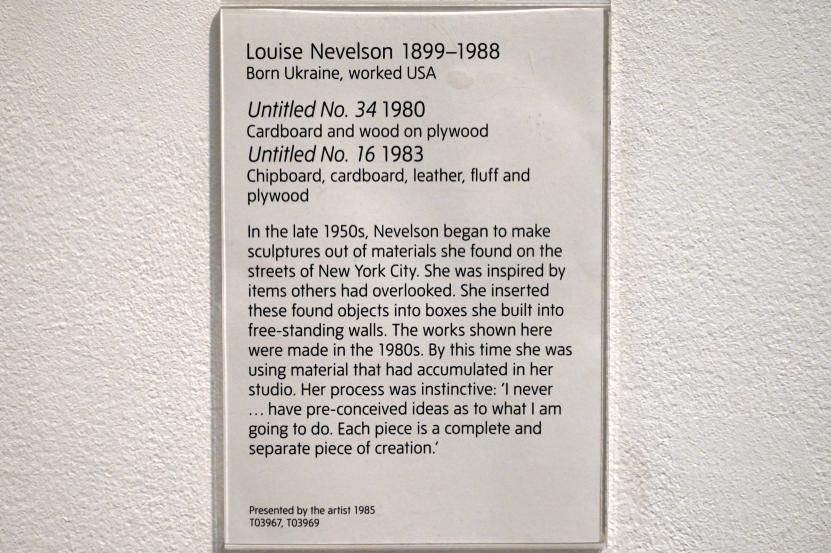 Louise Nevelson (1954–1983), Ohne Titel Nr. 34, London, Tate Gallery of Modern Art (Tate Modern), Materials and Objects 2, 1980, Bild 2/2