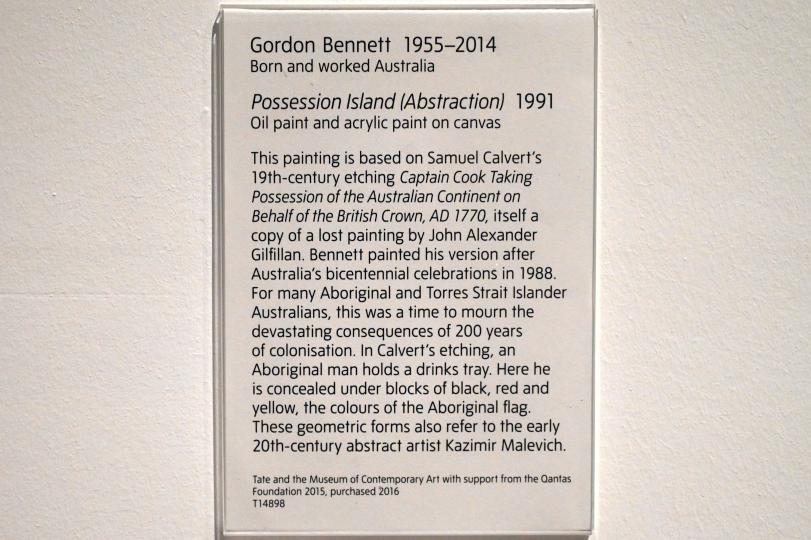 Gordon Bennett (1991), Inseleigentum (Abstraktion), London, Tate Gallery of Modern Art (Tate Modern), Colour, 1991, Bild 2/2
