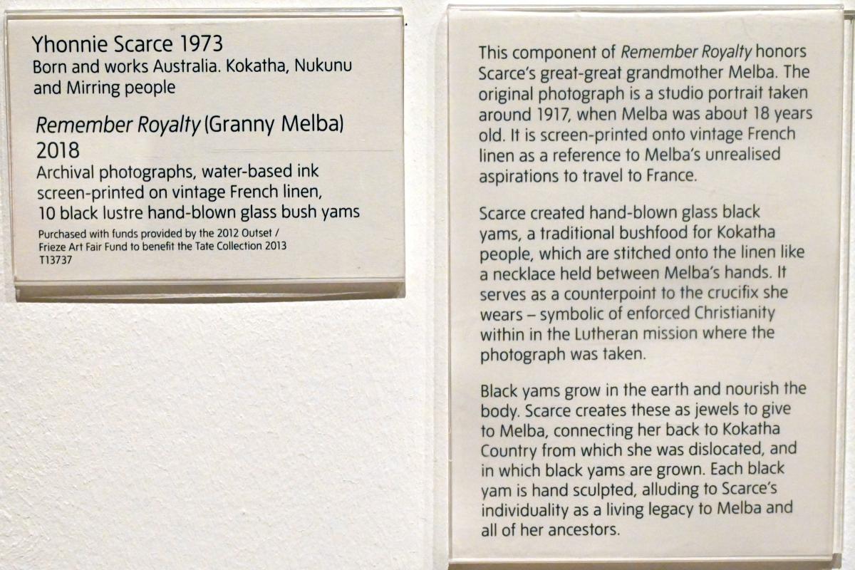 Yhonnie Scarce (2018), Erinnern Sie sich an das Königtum (Granny Melba), London, Tate Gallery of Modern Art (Tate Modern), Colour, 2018, Bild 3/3