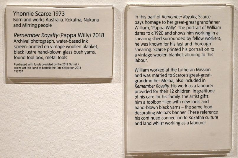 Yhonnie Scarce (2018), Erinnern Sie sich an das Königtum (Pappa Willy), London, Tate Gallery of Modern Art (Tate Modern), Colour, 2018, Bild 4/4