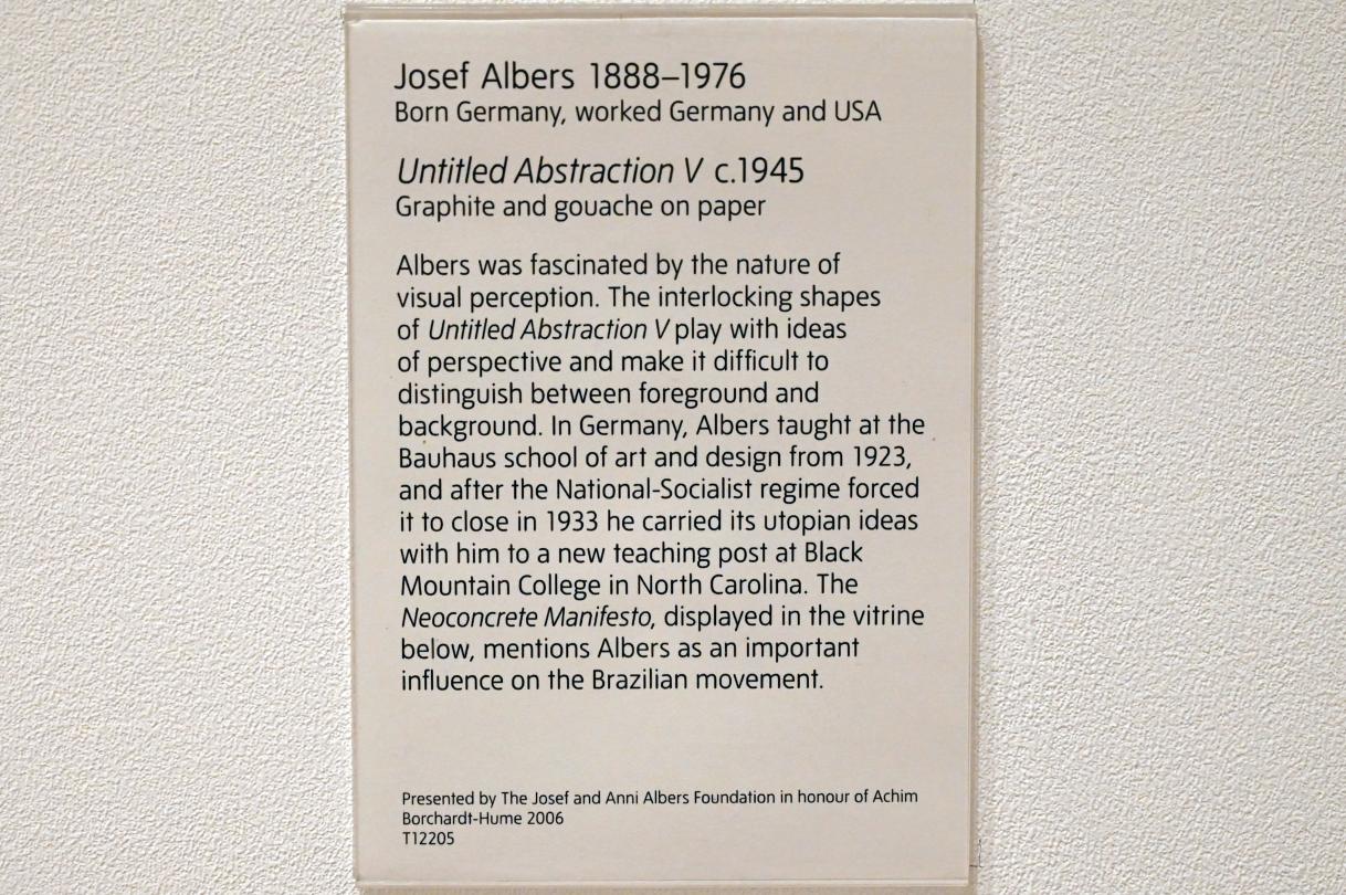 Josef Albers (1927–1967), Unbetitelte Abstraktion V, London, Tate Gallery of Modern Art (Tate Modern), Artist and Society 2, um 1945, Bild 3/3