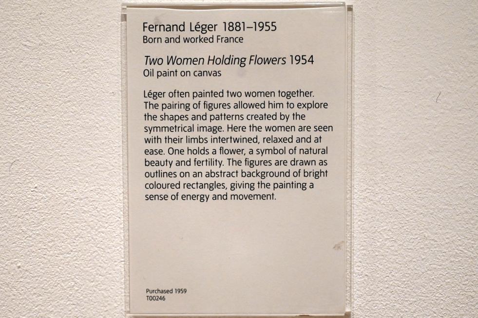 Fernand Léger (1912–1954), Zwei Blumen haltende Frauen, London, Tate Gallery of Modern Art (Tate Modern), Artist and Society 2, 1954, Bild 2/2