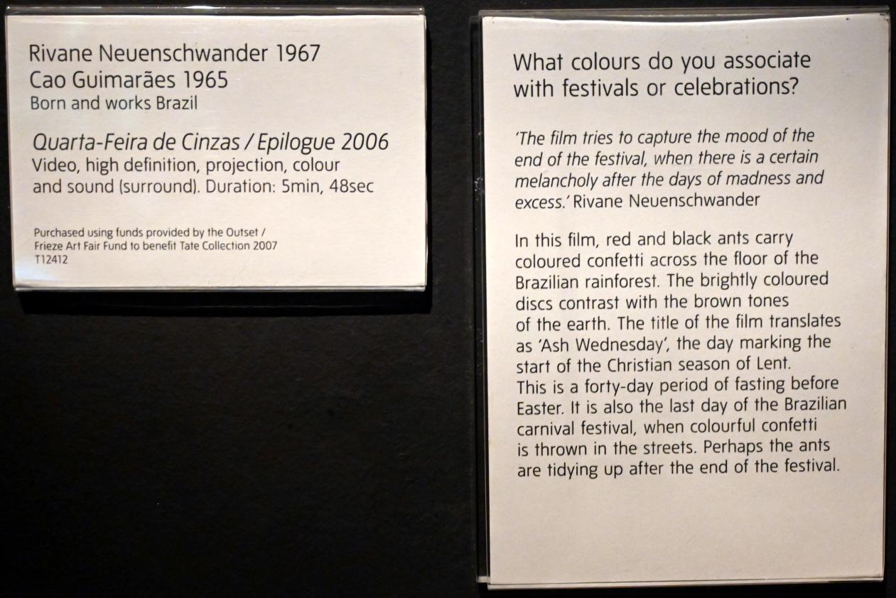 Rivane Neuenschwander (2006), Aschermittwoch (Quarta-feira de Cinzas) / Epilog, London, Tate Gallery of Modern Art (Tate Modern), Colonianism, 2006, Bild 3/4