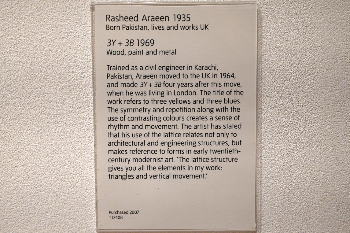 Rasheed Araeen (1969), 3Y + 3B, London, Tate Gallery of Modern Art (Tate Modern), In the Studio 13, 1969, Bild 3/3