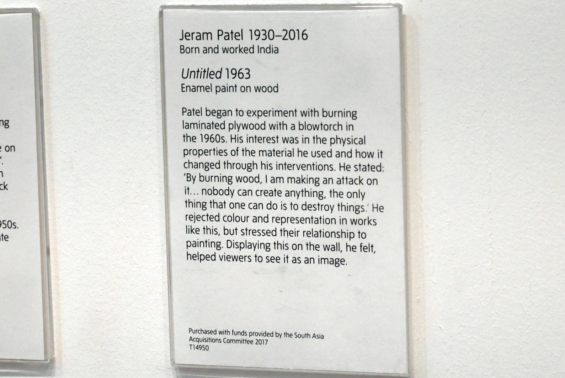 Jeram Patel (1963), Ohne Titel, London, Tate Gallery of Modern Art (Tate Modern), In the Studio 6, 1963, Bild 2/2