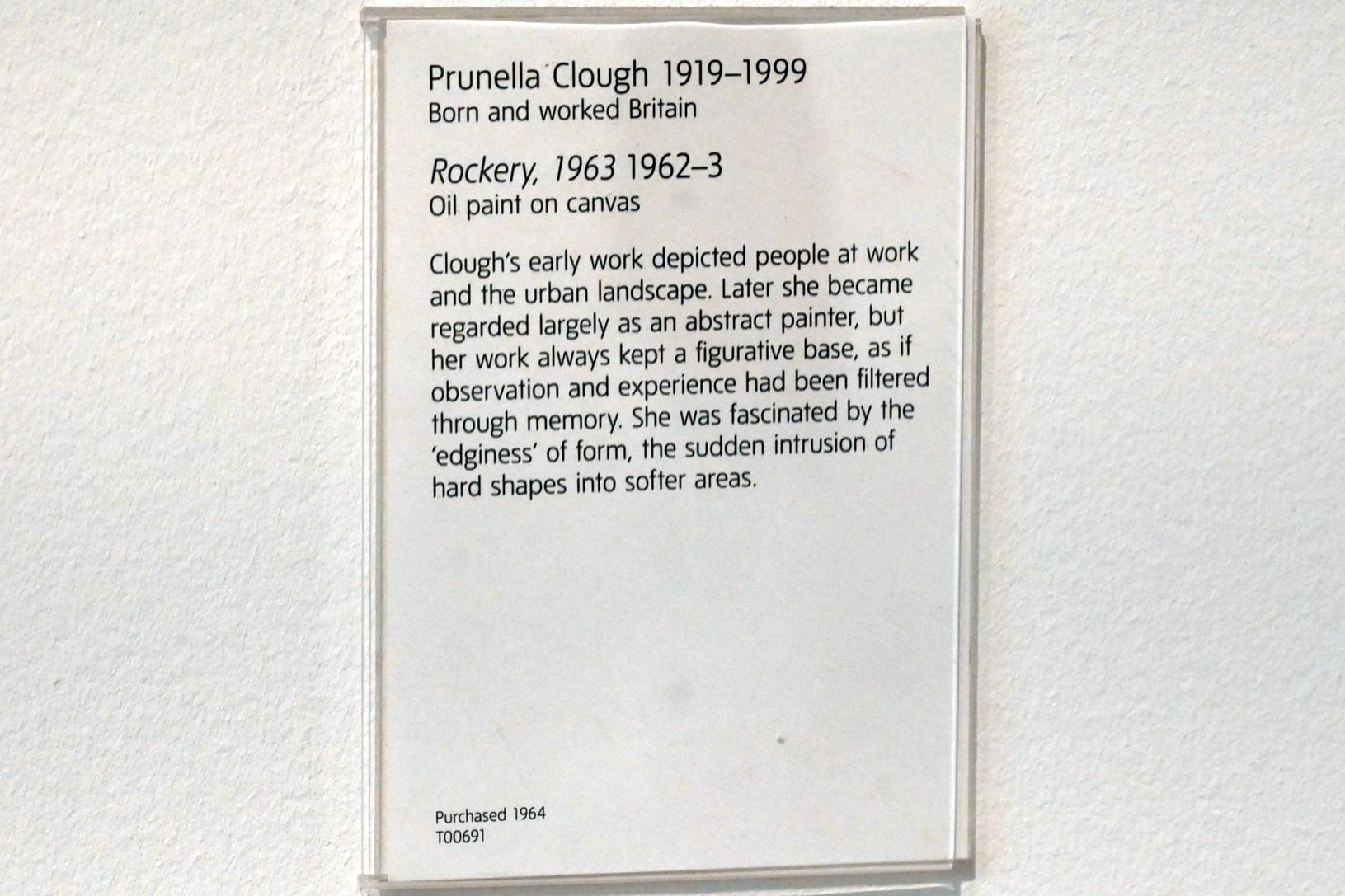 Prunella Clough (1962–1985), Steingarten, 1963, London, Tate Gallery of Modern Art (Tate Modern), In the Studio 6, 1962, Bild 2/2
