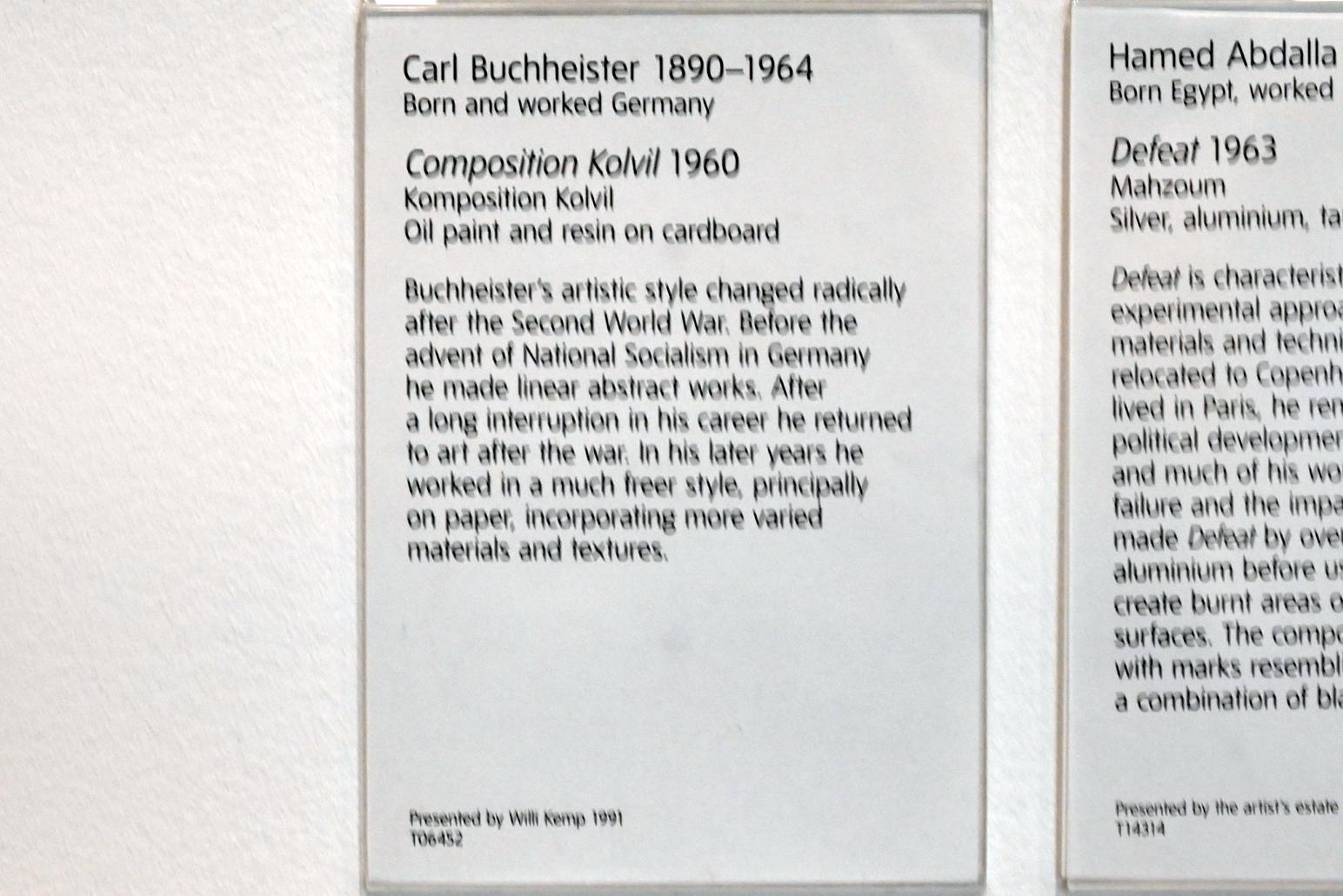 Carl Buchheister (1927–1960), Komposition Kolvil, London, Tate Gallery of Modern Art (Tate Modern), In the Studio 6, 1960, Bild 2/2