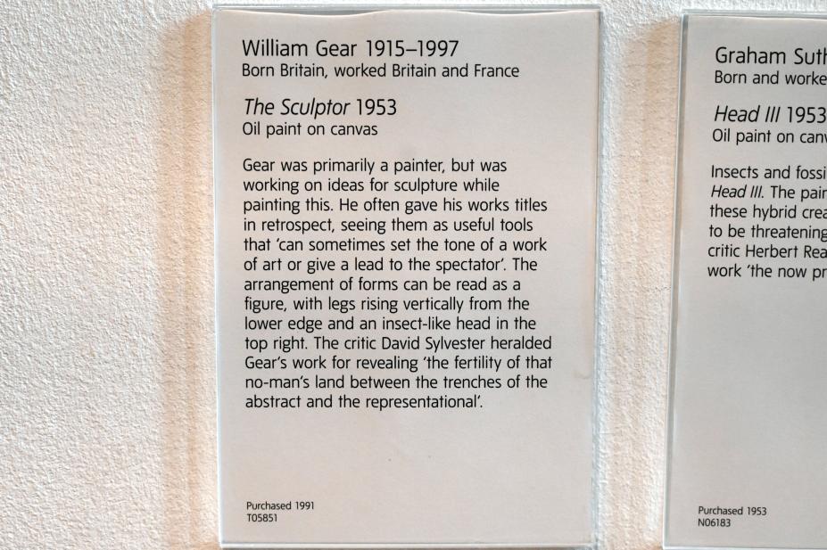 William Gear (1953), Der Bildhauer, London, Tate Gallery of Modern Art (Tate Modern), In the Studio 6, 1953, Bild 2/2