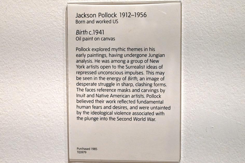 Jackson Pollock (1941–1953), Geburt, London, Tate Gallery of Modern Art (Tate Modern), In the Studio 4, um 1941, Bild 2/2
