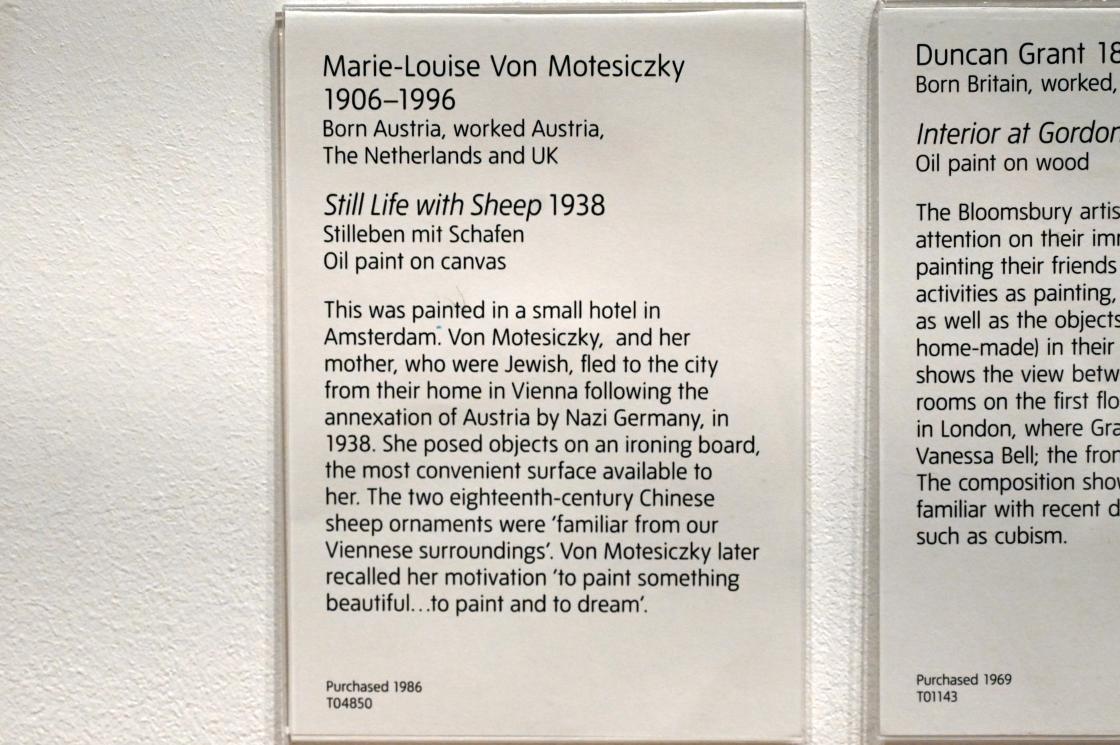 Marie-Louise von Motesiczky (1925–1980), Stillleben mit Schafen, London, Tate Gallery of Modern Art (Tate Modern), In the Studio 2, 1938, Bild 2/2
