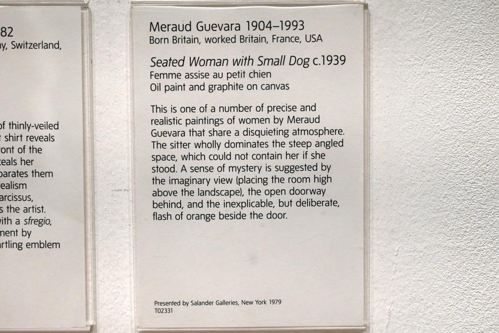 Meraud Guinness (Meraud Guevara) (1939), Sitzende Frau mit kleinem Hund, London, Tate Gallery of Modern Art (Tate Modern), In the Studio 2, um 1939, Bild 2/2