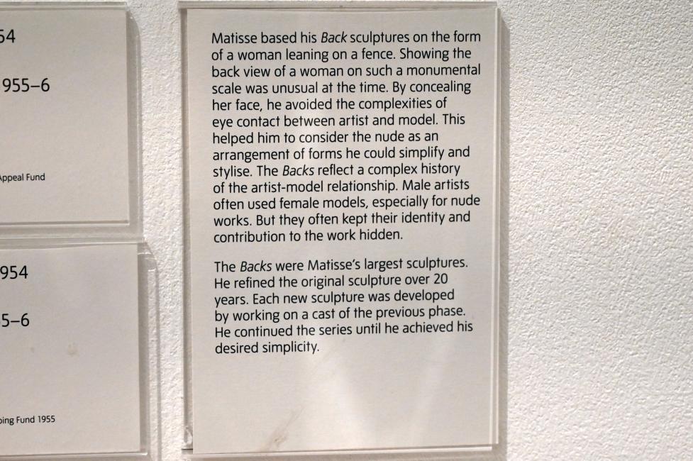 Henri Matisse (1898–1953), Rücken IV, London, Tate Gallery of Modern Art (Tate Modern), In the Studio 2, 1930, Bild 3/3