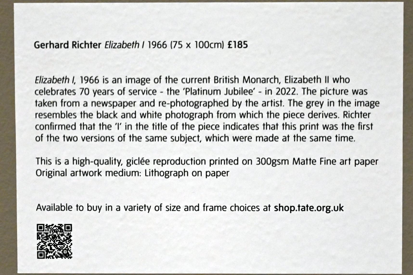 Gerhard Richter (1963–2020), Elisabeth I., London, Tate Gallery of Modern Art (Tate Modern), The Tanks, 1966, Bild 2/2