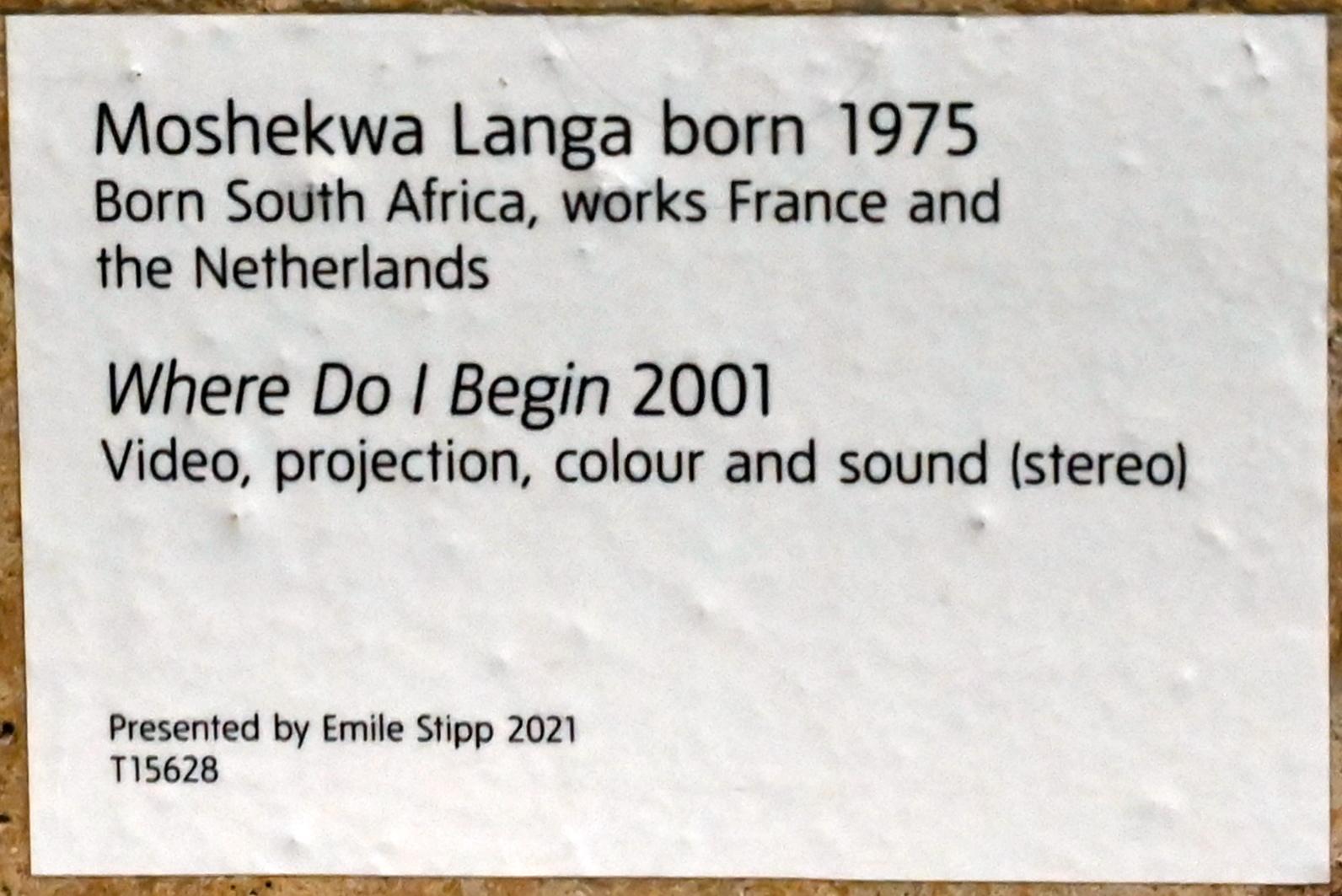 Moshekwa Langa (2001), Wo fange ich an, London, Tate Gallery of Modern Art (Tate Modern), The Tanks, 2001, Bild 3/4