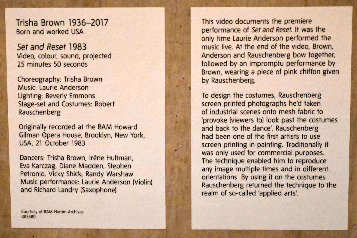 Trisha Brown (1983), Set and Reset, London, Tate Gallery of Modern Art (Tate Modern), The Tanks, 1983, Bild 4/4