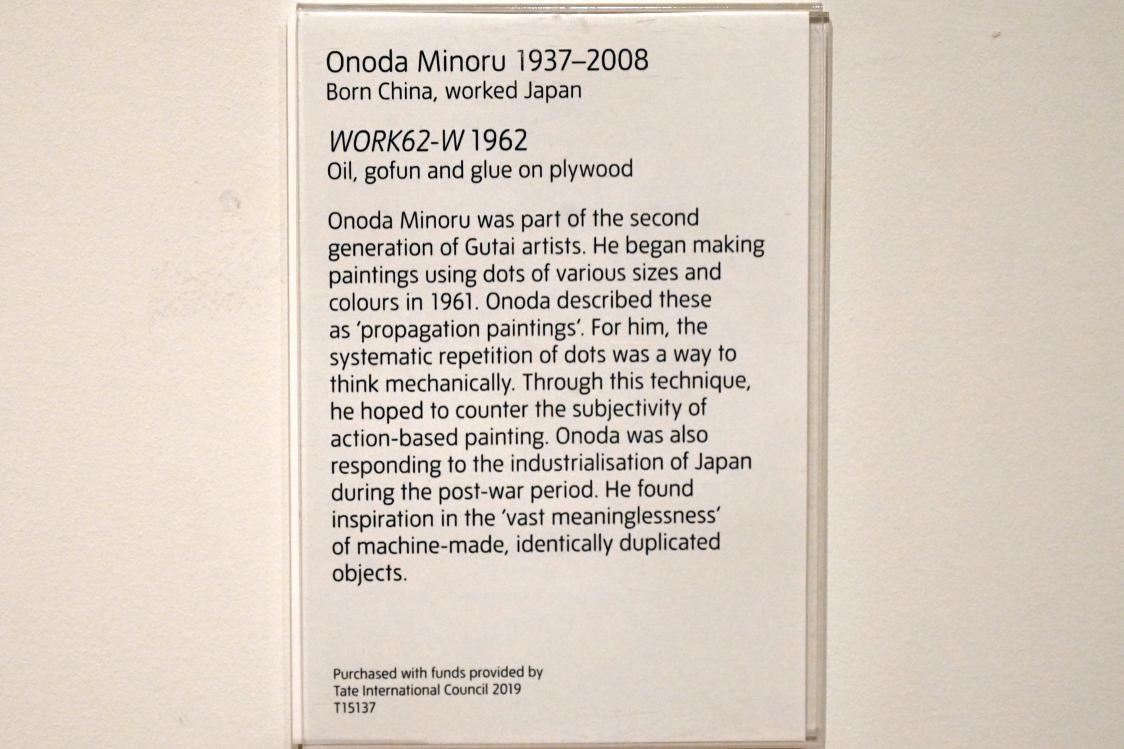 Minoru Onoda (1962), WORK62-W, London, Tate Gallery of Modern Art (Tate Modern), Performer and Participant 4, 1962, Bild 2/2