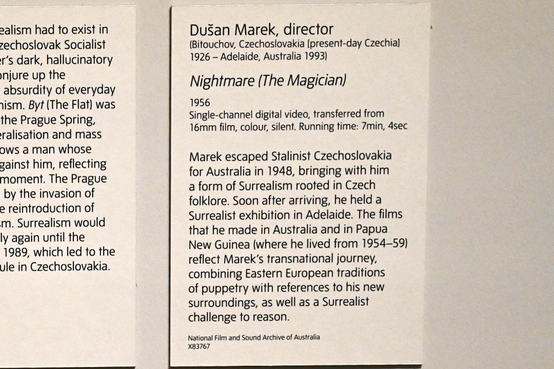 Dušan Marek (1956), Alptraum/Der Zauberer, London, Tate Modern, Ausstellung "Surrealism Beyond Borders" vom 24.02.-29.08.2022, Saal 2, 1956, Bild 2/2