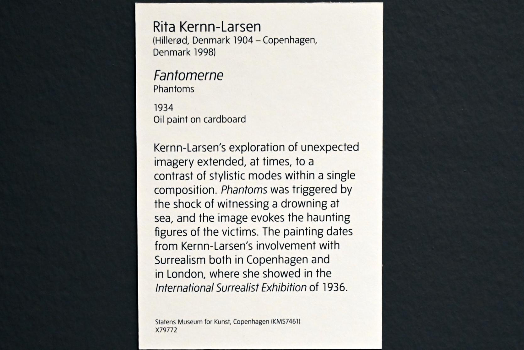 Rita Kernn-Larsen (1934), Phantome, London, Tate Modern, Ausstellung "Surrealism Beyond Borders" vom 24.02.-29.08.2022, Saal 3, 1934, Bild 2/2