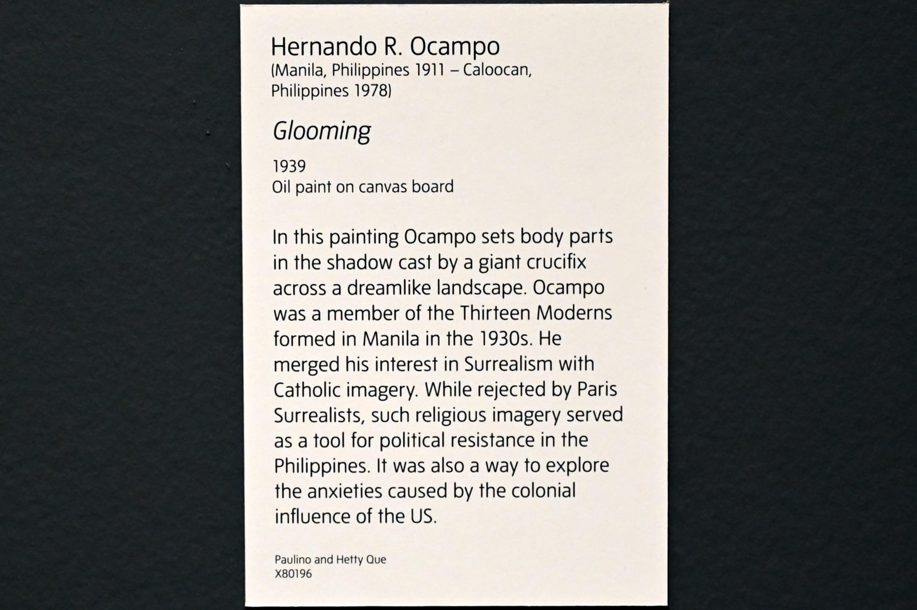 Hernando R. Ocampo (1939), Düster, London, Tate Modern, Ausstellung "Surrealism Beyond Borders" vom 24.02.-29.08.2022, Saal 3, 1939, Bild 2/2