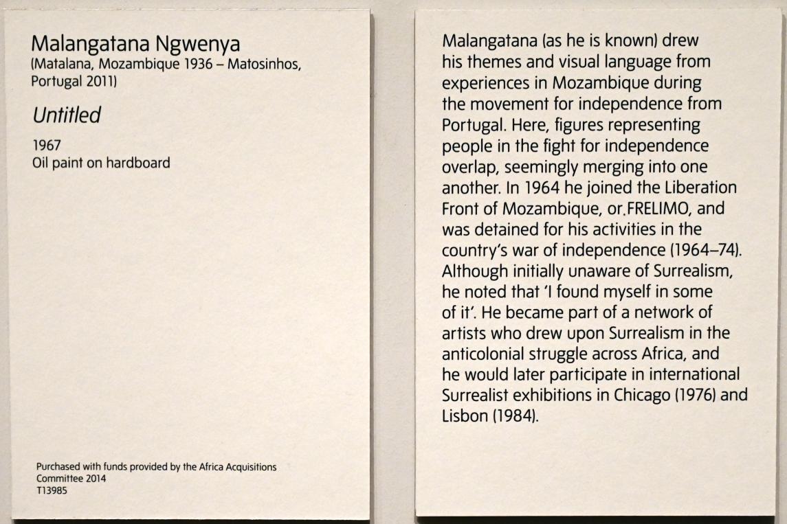 Malangatana Ngwenya (1967), Ohne Titel, London, Tate Modern, Ausstellung "Surrealism Beyond Borders" vom 24.02.-29.08.2022, Saal 3, 1967, Bild 2/2