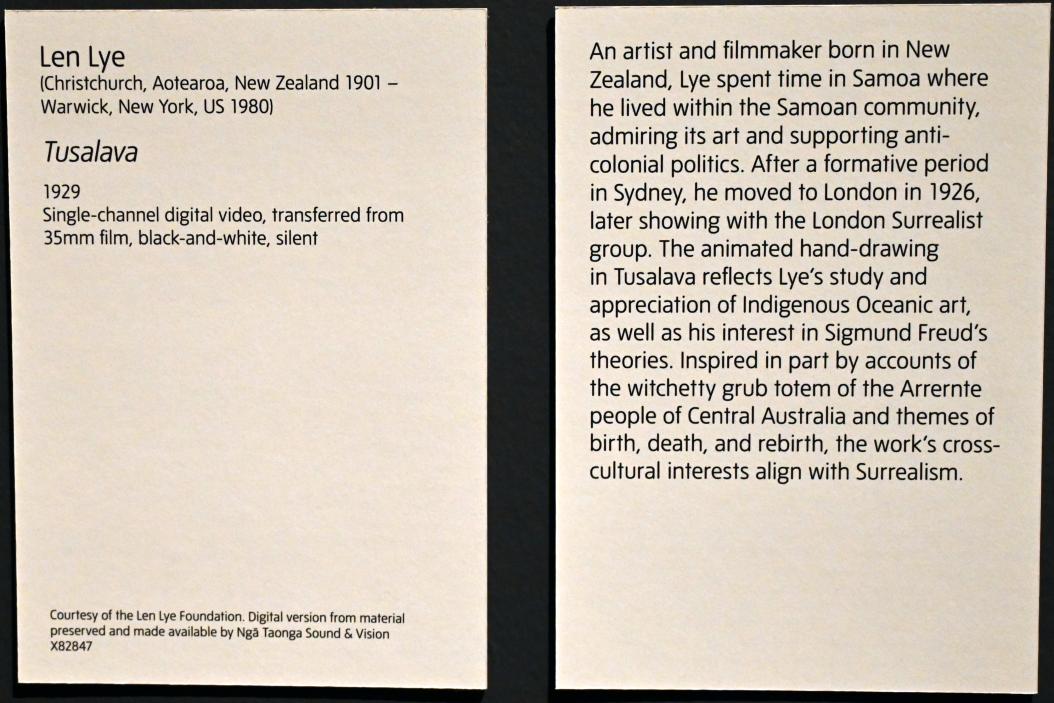 Len Lye (1929), Tusalava, London, Tate Modern, Ausstellung "Surrealism Beyond Borders" vom 24.02.-29.08.2022, Saal 5, 1929, Bild 4/4