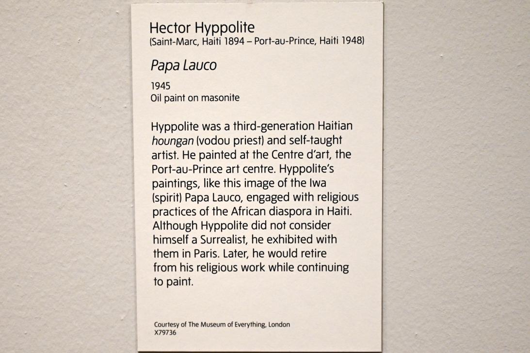 Hector Hyppolite (1945), Papa Lauco, London, Tate Modern, Ausstellung "Surrealism Beyond Borders" vom 24.02.-29.08.2022, Saal 7, 1945, Bild 2/2