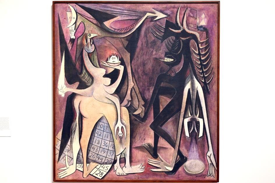 Wifredo Lam (1943–1962), Belial, Herr der Fliegen, London, Tate Modern, Ausstellung "Surrealism Beyond Borders" vom 24.02.-29.08.2022, Saal 7, 1948