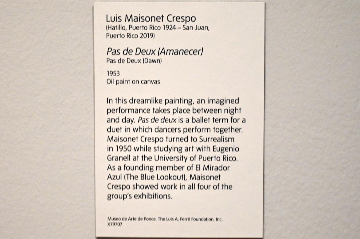 Luis Maisonet Crespo (1953), Tanz zu Zweit (Morgendämmerung), London, Tate Modern, Ausstellung "Surrealism Beyond Borders" vom 24.02.-29.08.2022, Saal 7, 1953, Bild 2/2