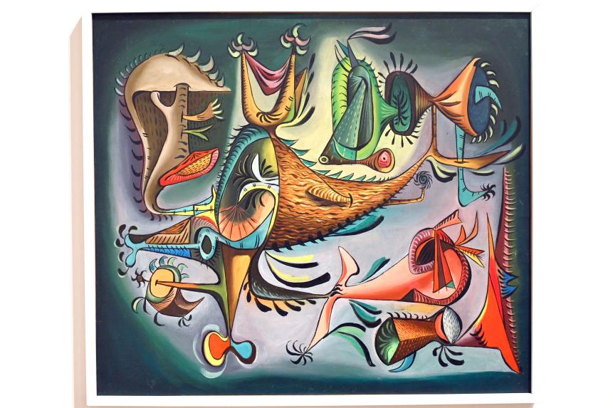 Eugenio Granell (1947–1952), Die magischen Wappen des Tropenflugs, London, Tate Modern, Ausstellung "Surrealism Beyond Borders" vom 24.02.-29.08.2022, Saal 7, 1947