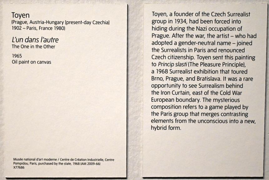 Toyen (Marie Čermínová) (1922–1965), Einer im anderen, London, Tate Modern, Ausstellung "Surrealism Beyond Borders" vom 24.02.-29.08.2022, Saal 9, 1965, Bild 2/2