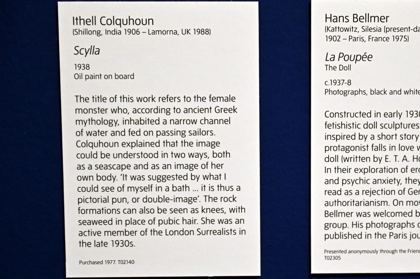 Ithell Colquhoun (1938), Scylla, London, Tate Modern, Ausstellung "Surrealism Beyond Borders" vom 24.02.-29.08.2022, Saal 9, 1938, Bild 2/2