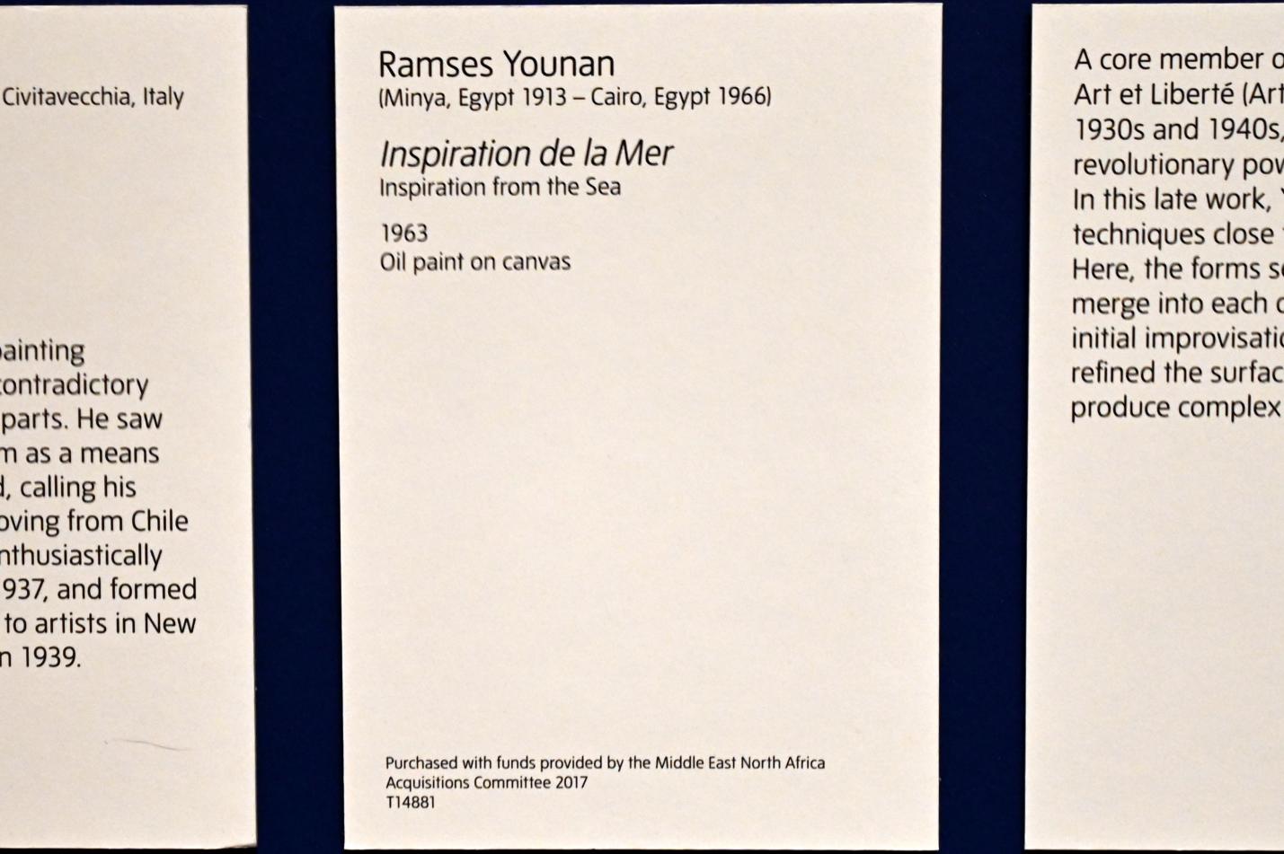 Ramses Younan (1939–1963), Inspiration aus dem Meer, London, Tate Modern, Ausstellung "Surrealism Beyond Borders" vom 24.02.-29.08.2022, Saal 11, 1963, Bild 2/2