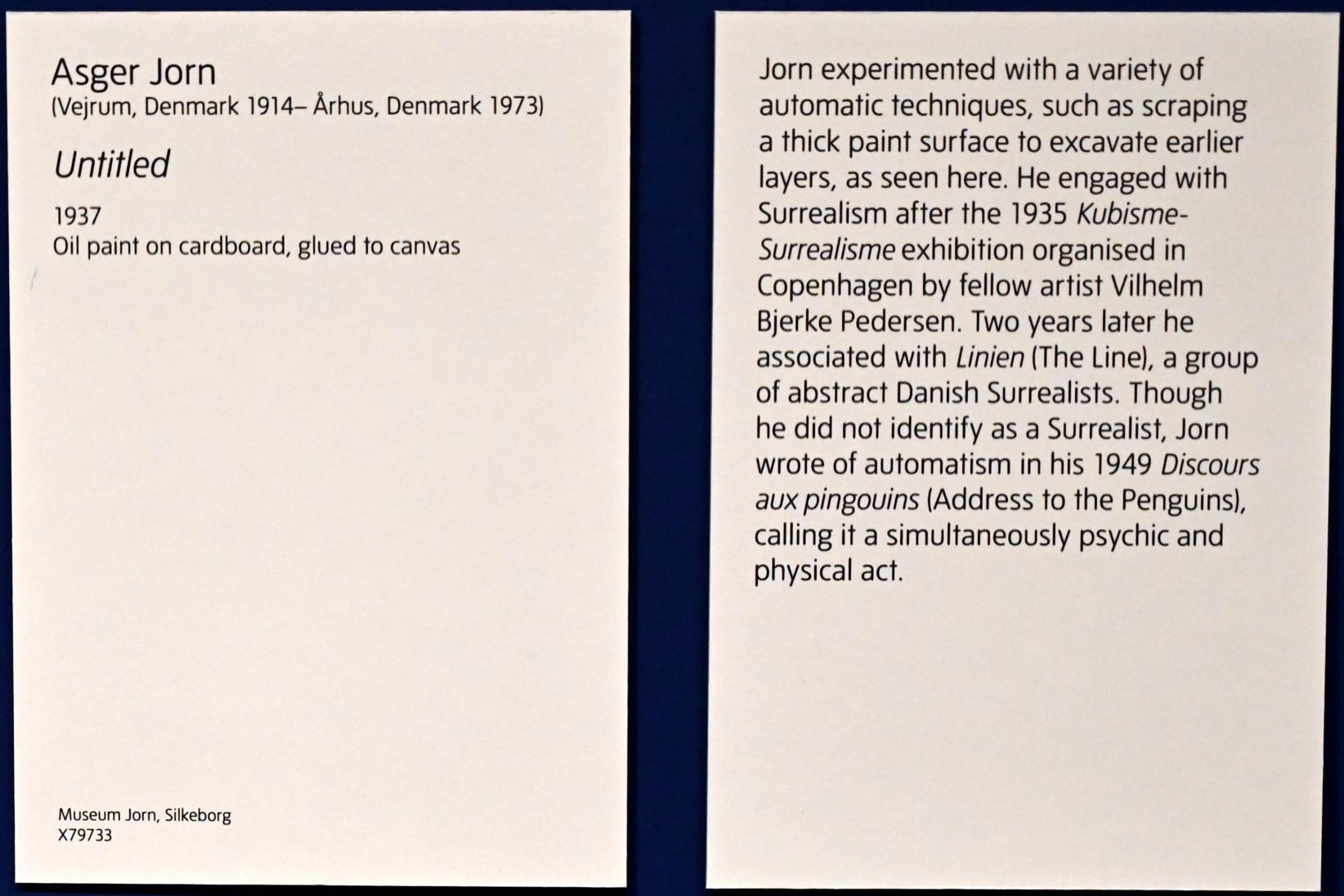 Asger Jorn (1937–1960), Ohne Titel, London, Tate Modern, Ausstellung "Surrealism Beyond Borders" vom 24.02.-29.08.2022, Saal 11, 1937, Bild 2/2