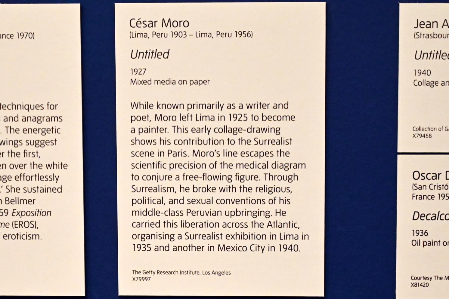 César Moro (1927), Ohne Titel, London, Tate Modern, Ausstellung "Surrealism Beyond Borders" vom 24.02.-29.08.2022, Saal 11, 1927, Bild 2/2