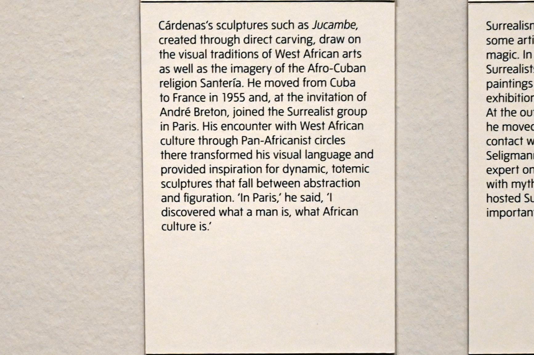 Agustín Cárdenas (1958), Jucambe, London, Tate Modern, Ausstellung "Surrealism Beyond Borders" vom 24.02.-29.08.2022, Saal 11, 1958, Bild 5/6