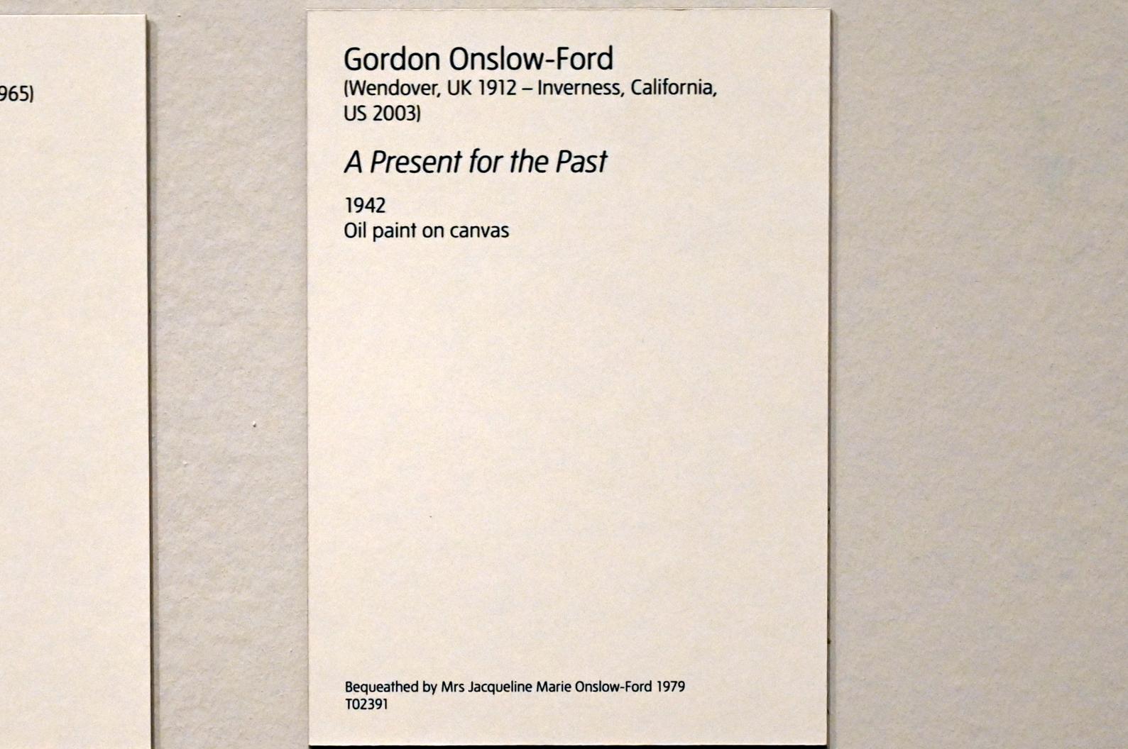 Gordon Onslow Ford (1942), Ein Geschenk für die Vergangenheit, London, Tate Modern, Ausstellung "Surrealism Beyond Borders" vom 24.02.-29.08.2022, Saal 11, 1942, Bild 2/3