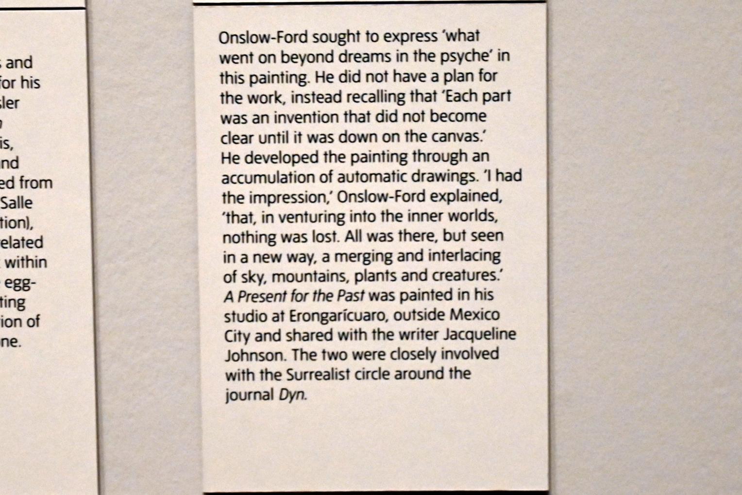 Gordon Onslow Ford (1942), Ein Geschenk für die Vergangenheit, London, Tate Modern, Ausstellung "Surrealism Beyond Borders" vom 24.02.-29.08.2022, Saal 11, 1942, Bild 3/3