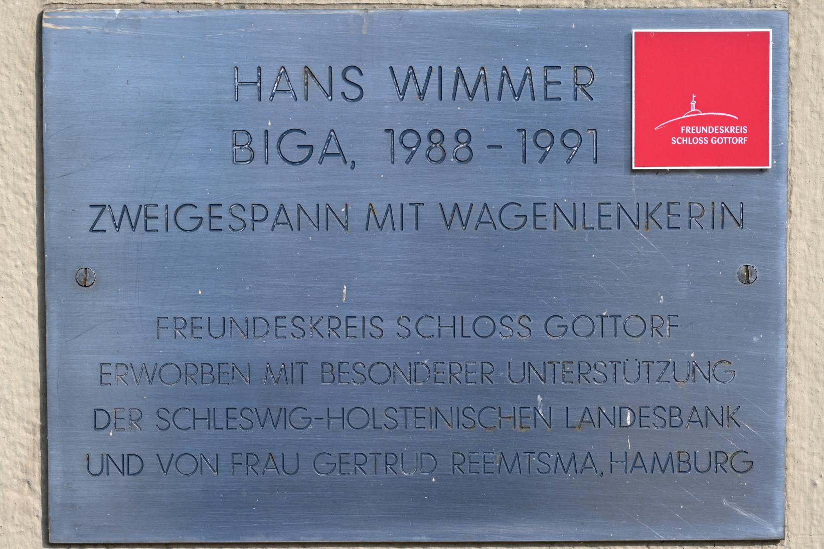 Hans Wimmer (1951–1989), Zweigespann mit Wagenlenkerin, Schleswig, Landesmuseum für Kunst und Kulturgeschichte, Außenbereich, 1988–1991, Bild 5/5
