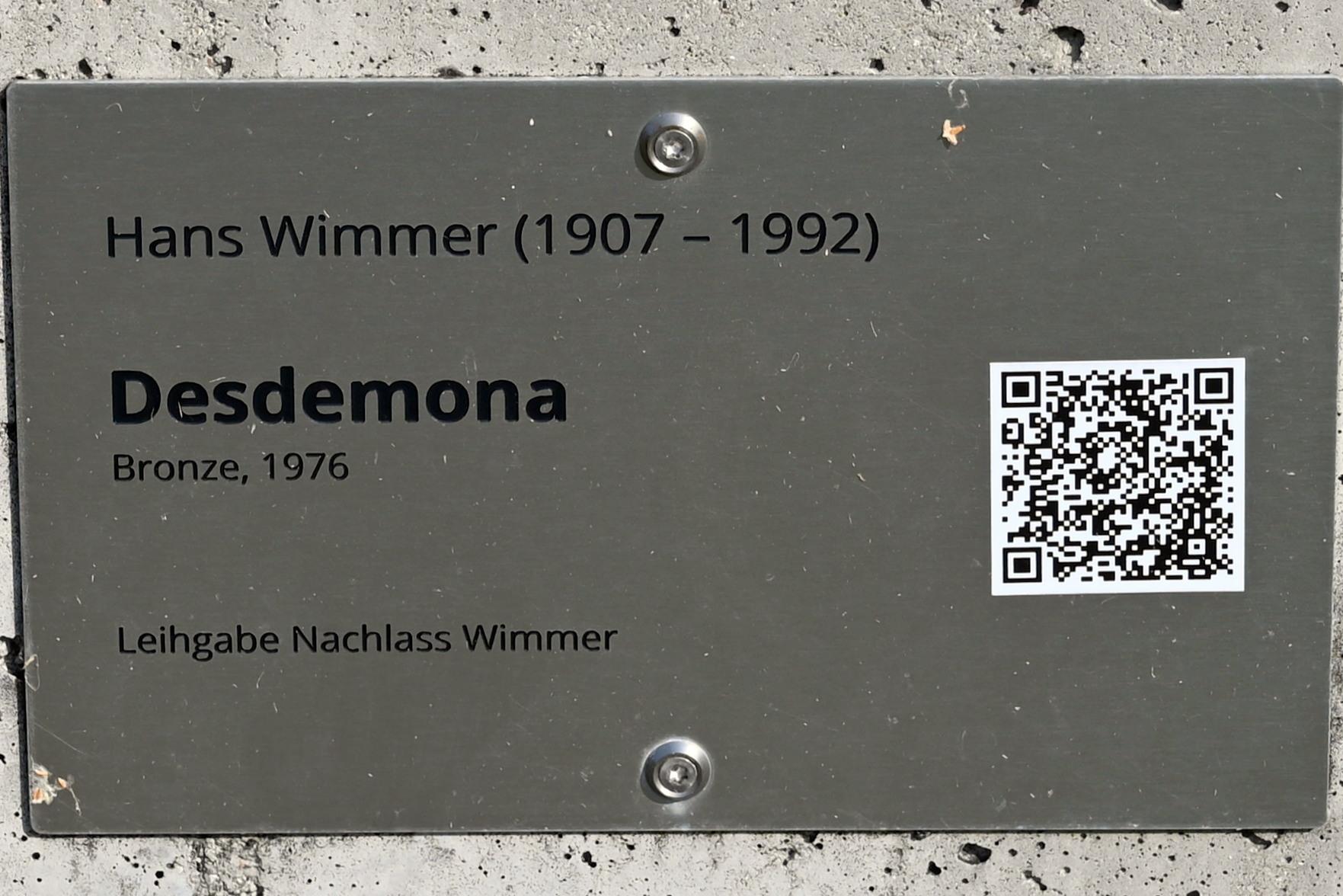 Hans Wimmer (1951–1989), Desdemona, Schleswig, Landesmuseum für Kunst und Kulturgeschichte, Außenbereich, 1976, Bild 3/3